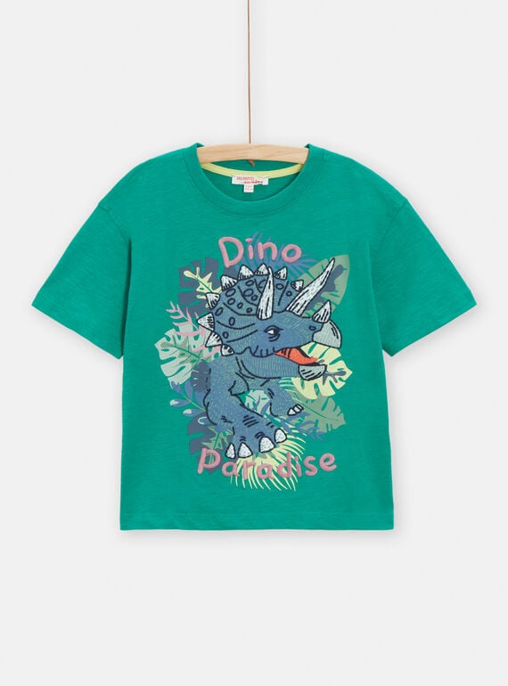 Grünes T-Shirt mit Dinosaurier-Motiv für Jungen TOCOTI1 / 24S902N2TMCG603