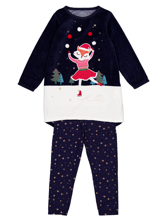 Samtnachthemd und Jersey-Leggings Weihnachten Kind Mädchen GEFACHUNO / 19WH11T1CHN070
