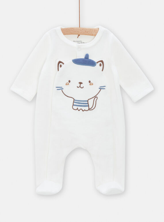 Off-white Strampler mit Katzenmotiv und Baskenmütze für Baby-Jungen TOU1GRE7 / 24SF04H3GREA001