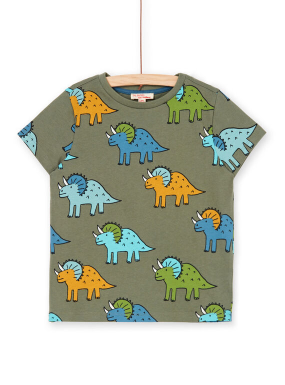 Khaki und blau Dinosaurier Druck-T-Shirt für Jungen LOVERTI4 / 21S902Q2TMCG631