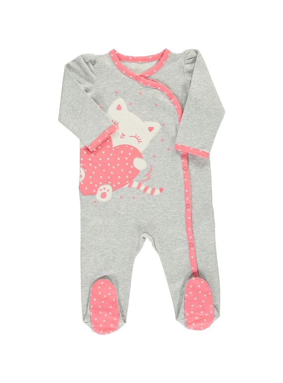 Baby girls' cotton sleepsuit CEFIGREGRI / 18SH1351GRE943