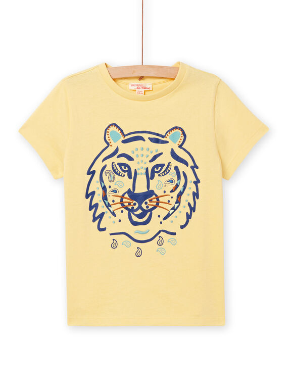 Vanillefarbenes T-Shirt mit Löwenmotiv für Kind Junge NOBATI / 22S90211TMC114