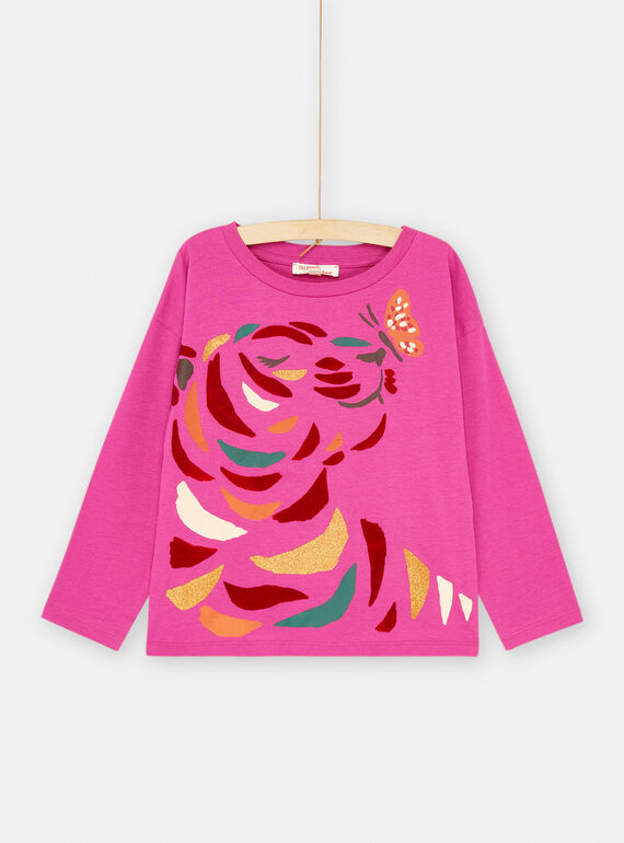 Fuchsiafarbenes T-Shirt mit langen Ärmeln SALOTEE1 / 23W901R2TML310