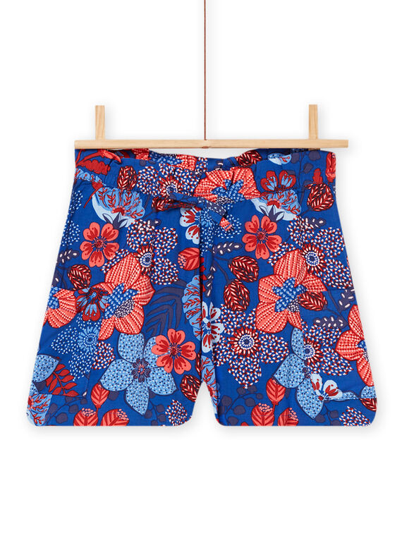 Kind Mädchen blaue geblümte Shorts NASANSHORT2 / 22S901S2SHO707