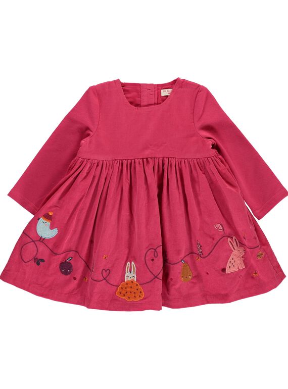 Girls' velour dress DIPINROB2 / 18WG09P3ROB302