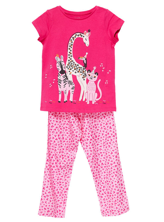 Rosa Kinderpyjama aus Jersey für Mädchen und Viskosestrümpfe JEFAPYJSAV / 20SH1123PYJF507