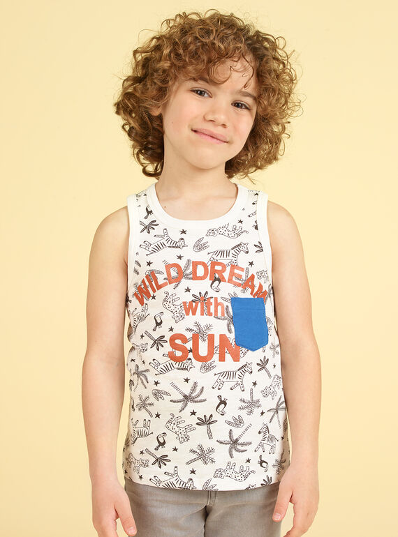 Tank Top ecru und schwarz Kind Junge LOTERDEB / 21S902V1DEB001