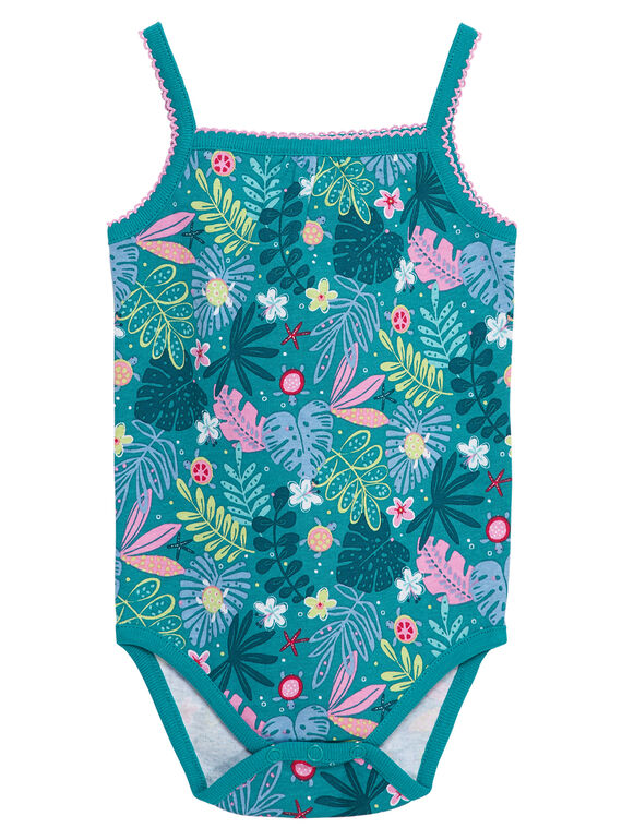 Türkisfarbener Baby-Body mit Trägern für Mädchen JEFIBODAOP2 / 20SH13V5BDL621