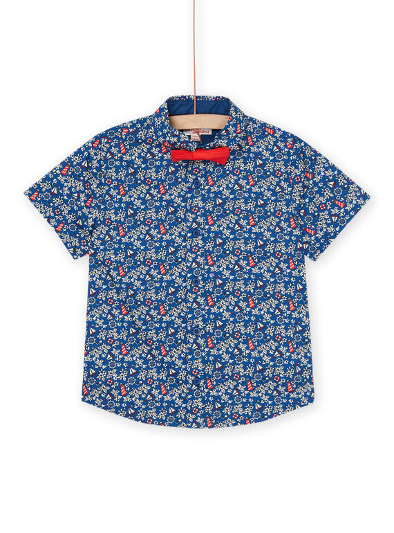 Blaues Hemd mit marineblauem Aufdruck ROBLESHIRT / 23S90231CHMC204