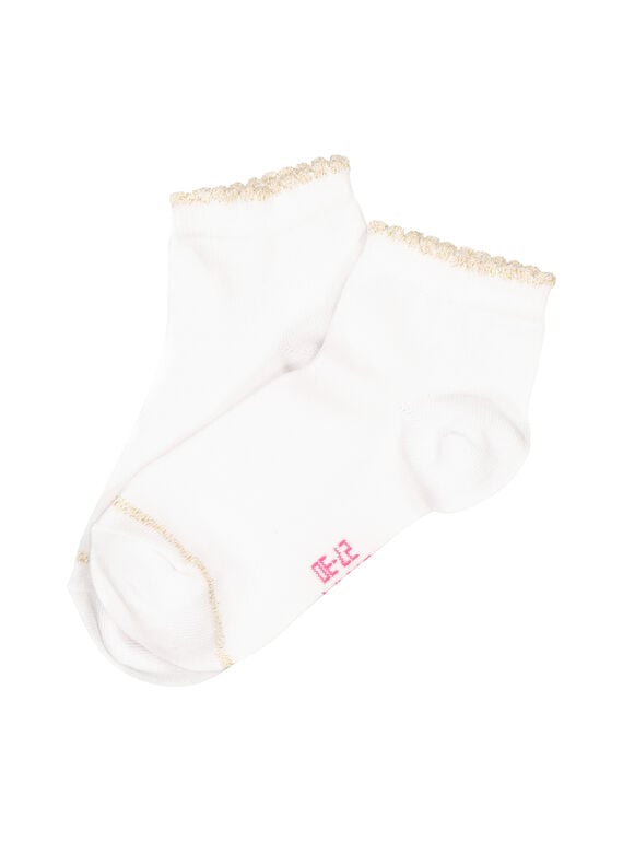 Kurze weiße Socken für Mädchen FYAJOCHO6A / 19SI01Y1SOQ000