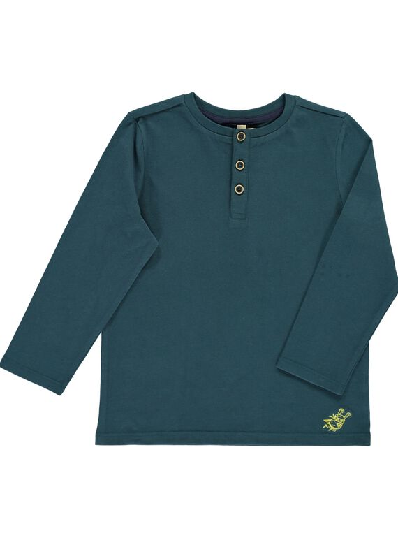 Boys' long-sleeved grandad collar T-shirt DOJOTUN3 / 18W90236D32714