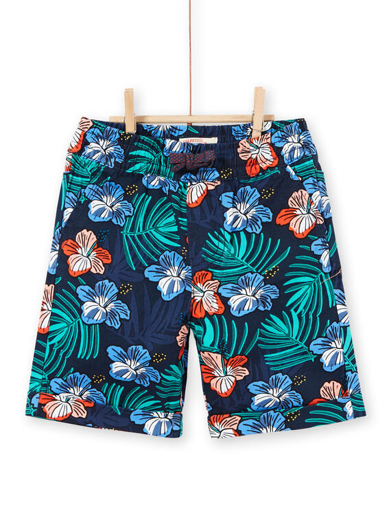 Marineblaue Bermuda-Shorts mit Blumendruck für Jungen LOBONBER3 / 21S902W2BER705