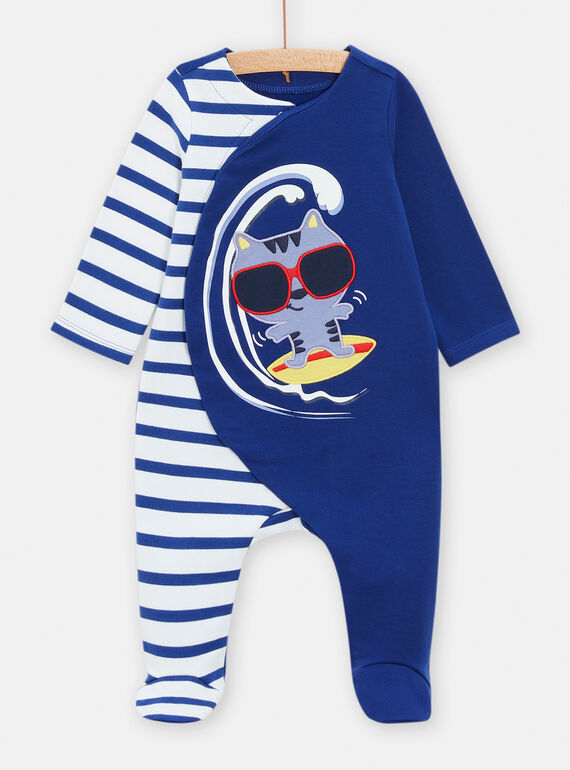 Blauer Schlafanzug mit Katzenmotiv für Baby-Jungen TEGAGRESURF / 24SH1442GRE702