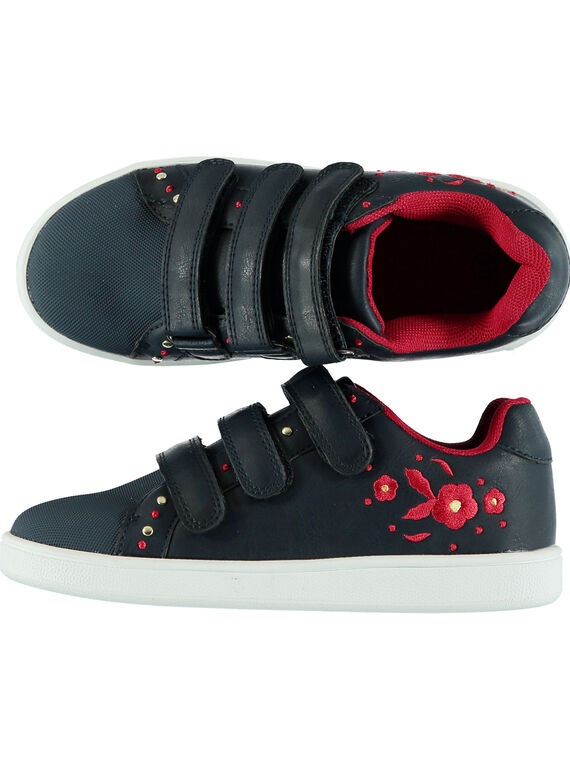 Marineblaue Sneakers mit Stickerei Kind Mädchen GFBASBRODE / 19WK35I3D3F070