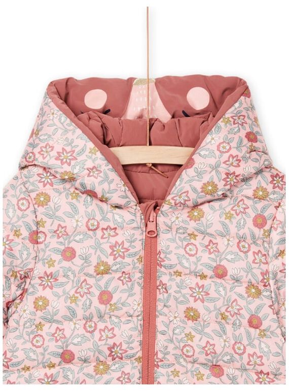 Reversible Kapuzenjacke mit einfarbiger Seite und Seite mit Blumenmuster PAFOXDOUNE / 22W901F3D3ED321