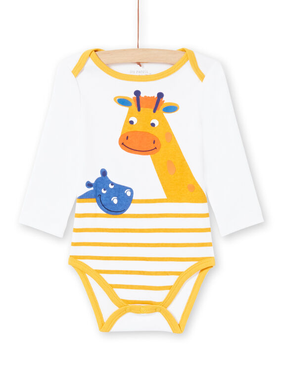 Baby Junge weiß und gelb gestreiften Strampler MEGABODHIP / 21WH14B6BDL000