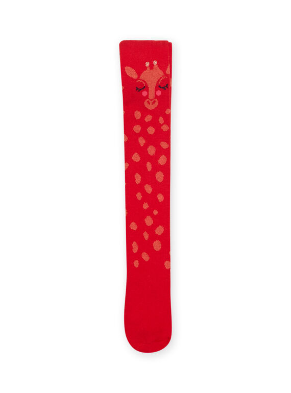 Rostfarbene Strumpfhose mit Giraffenmuster, Kind Mädchen MYACOMCOL / 21WI01L1COL408