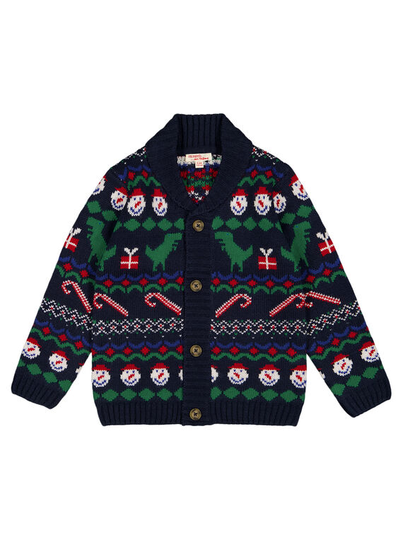 Jacquard-Weihnachtsweste mit Schalkragen GONOGIL / 19W902V1GIL705