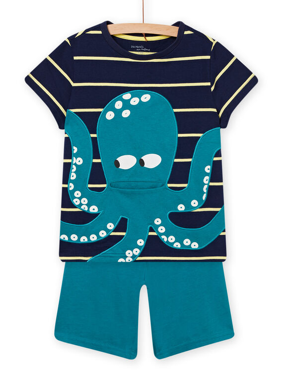 Baby Junge Nachtblaues T-Shirt und Shorts Pyjama-Set NEGOPYCPIEU / 22SH12HCPYJ705
