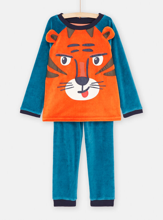 Pyjama in Kürbisorange und Petrol für Jungen SEGOPYJTIG / 23WH1254PYJE410