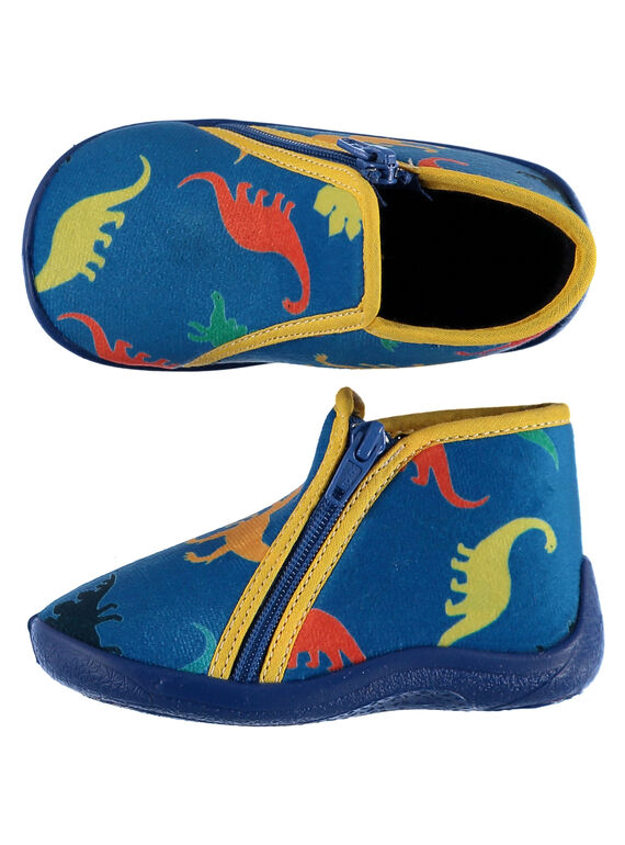 Blaue Samtslipper mit Dinosaurier Baby Junge GBGBOTDINO / 19WK38Z6D0AC218