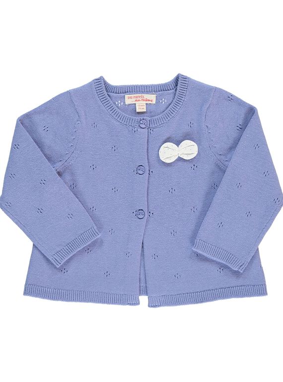 Girls' knitted cardigan CIJOGIL1B / 18SG09R4CAR326