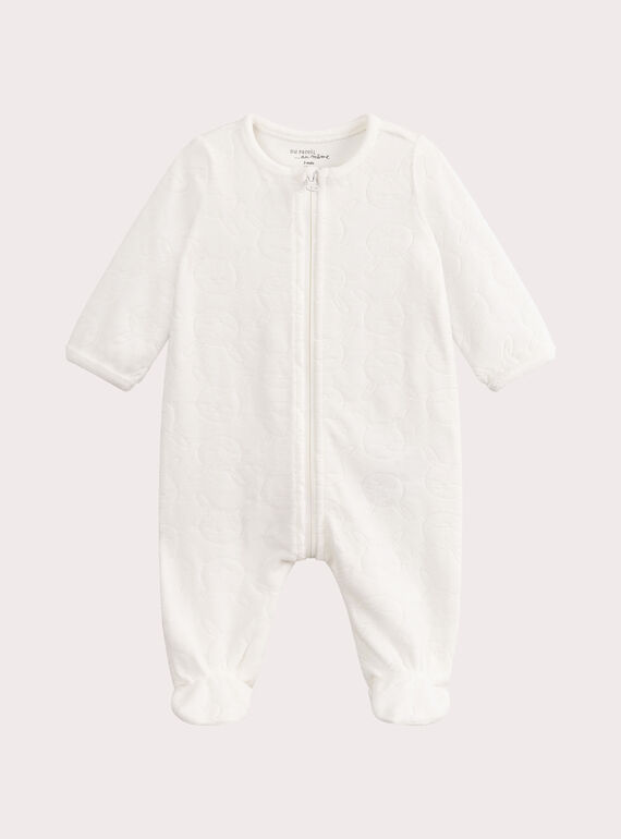 Tutina da bambino in velluto bianco sporco  VOU1GRE6 / 24WF05C4GRE001