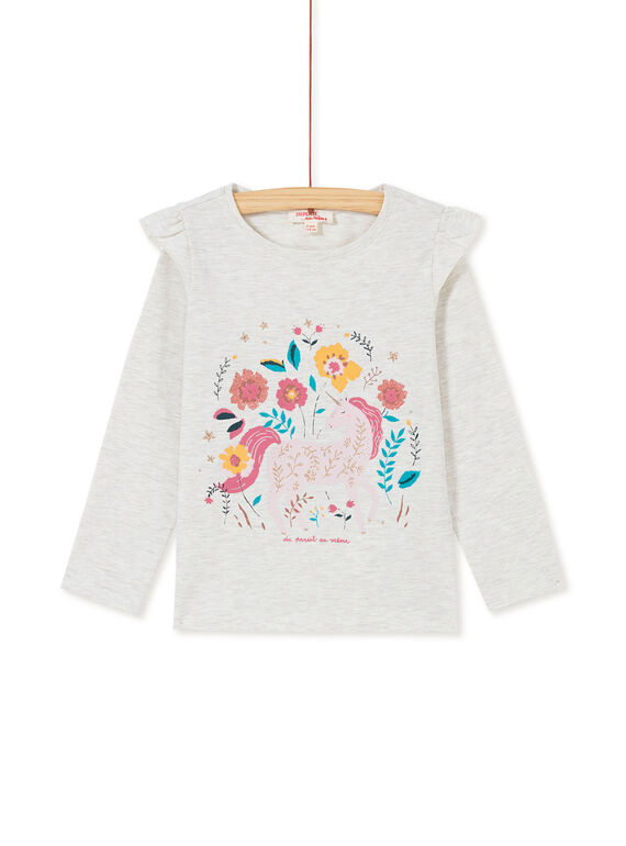 Langärmeliges T<br>•Shirt mit Volants auf den Schultern und Einhorndruck KAGOTEE1 / 20W901L3TML006