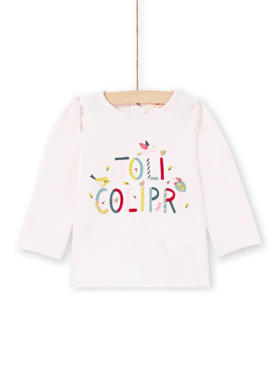 Baby Mädchen lange Ärmel rosa Beschriftung Kolibri T-Shirt MIKATEE / 21WG09I1TML632
