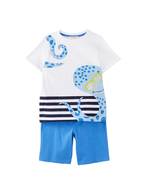 Strandset für Jungen aus weißem T-Shirt und blauen Bermudas JOPLAENS3 / 20S902X4ENS000