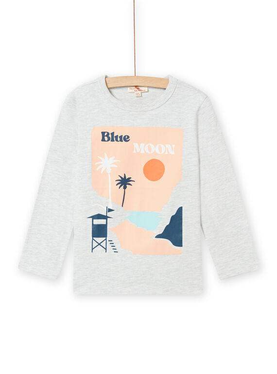 Graues T-Shirt mit Strandmotiv für Kind Junge NOMOTEE / 22S902N1TMLJ920