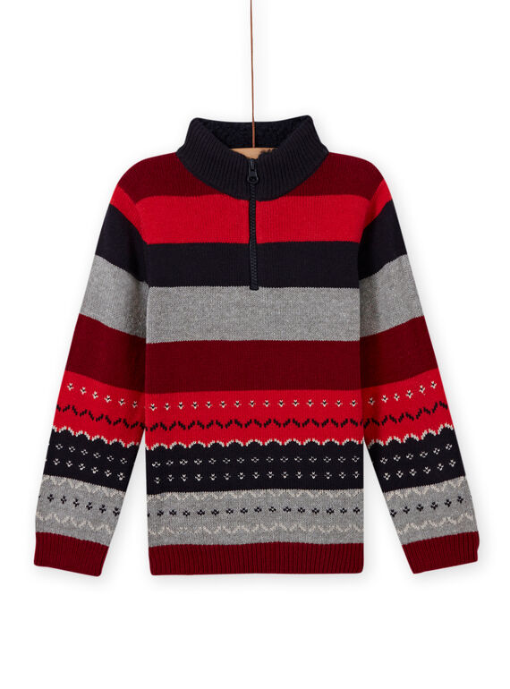 Gestreifter Strickpullover für Jungen mit Jacquard-Muster MOFUNPUL / 21W902M1PULC234