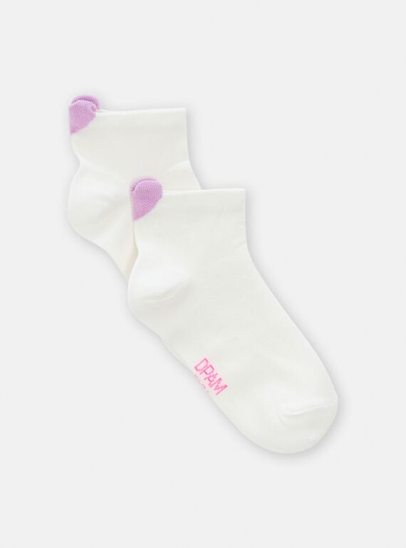 Ecru Socken mit Herzlasche für Mädchen TYAJOSCHO1C / 24SI0183SOQ001