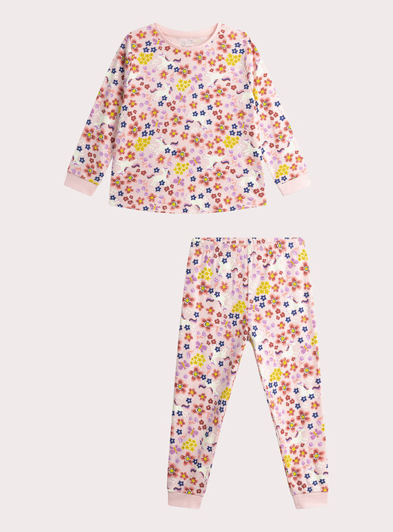 Girls' candy pink glow-in-the-dark pyjamas WEFAPYJPHO / 25SH1191PYJD310