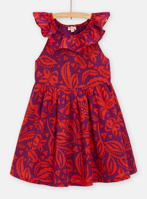 Kleid mit Blumenprint für Mädchen in Violett und Rot TAMUMROB2 / 24S901R2ROB712