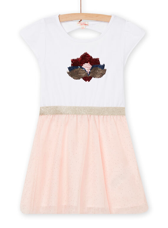 Wendekleid in Rosa und Ecru mit Pailletten für Kind Mädchen NASANROB3 / 22S901S2ROB001