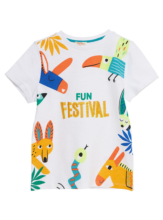 Weißes kurzärmeliges T-Shirt für Jungen, mit Tieren JOMARTI3 / 20S902P6TMC000