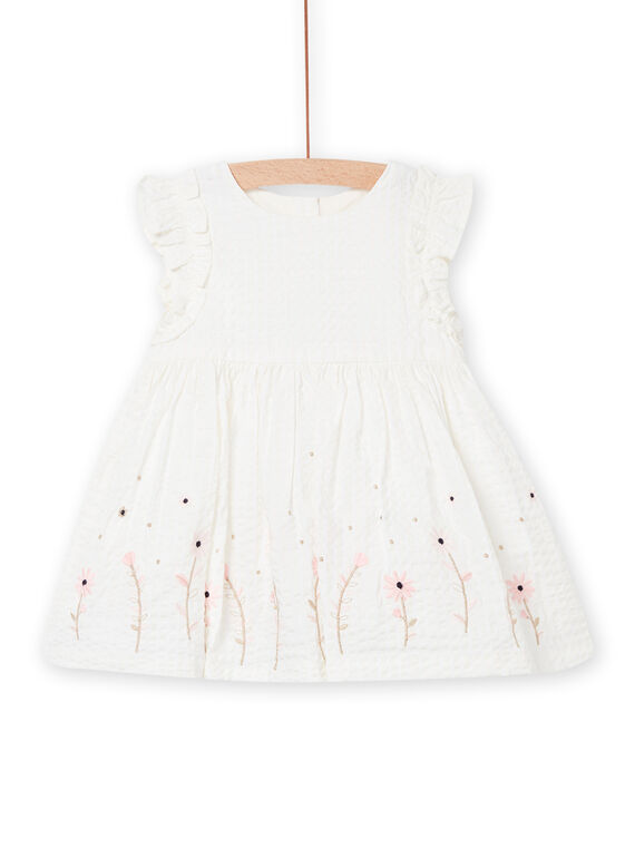 Baby Mädchen ecrufarbenes geblümtes Kleid NISOROB2 / 22SG09Q2ROB001