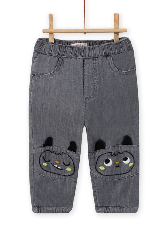 Graue Jeans für Baby Junge mit Monsteraufdruck MUHIJEAN / 21WG10U1JEAK004