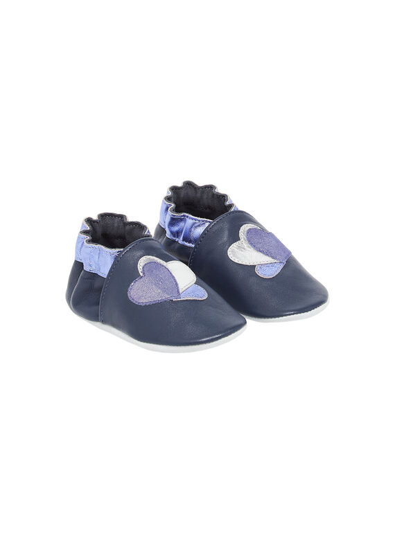 Blaue Lederschuhe mit Herz-Patch RICHOSHEART / 23KK3742D3SC201