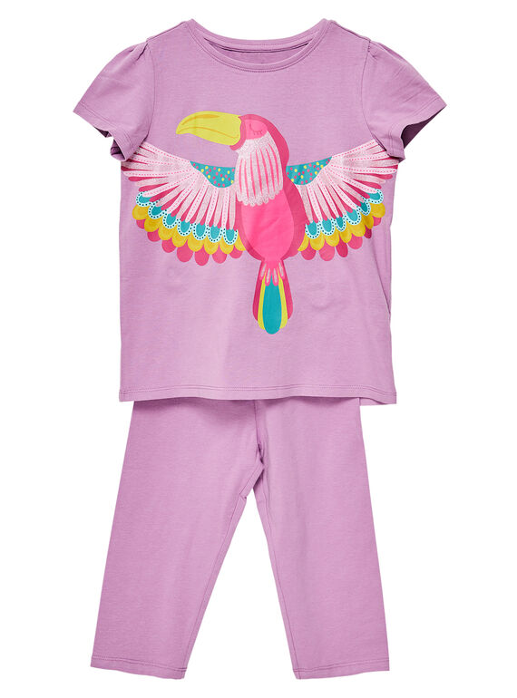 Mauvefarbener Kinderpyjama aus Jersey für Mädchen JEFAPYJTOUC / 20SH1122PYJH700