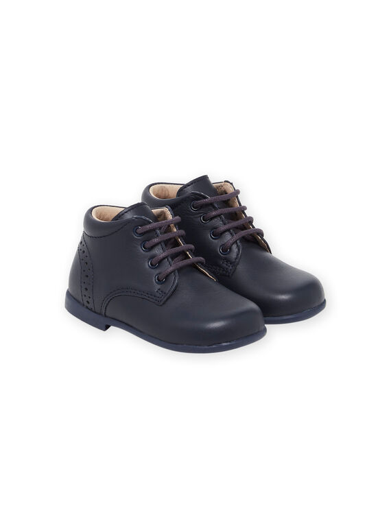 Perforierte Stiefel aus marineblauem Glattleder NUBOTIESS / 22KK3851D0F070