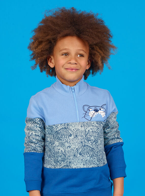 Lavendelblaues Colourblock-Sweatshirt für Kinder und Jungen LOBLESWE / 21S902J1SWEC208