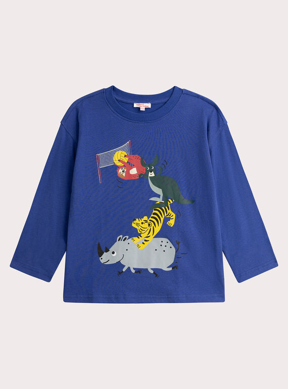 Elektrisches blaues T-Shirt Tieranimation für Jungen  VOROTEE4 / 24W902P3TML217