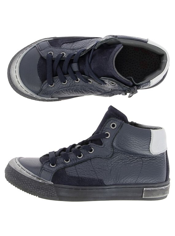 Boys' leather city trainers DGBASLIAG2 / 18WK36TCD3F070