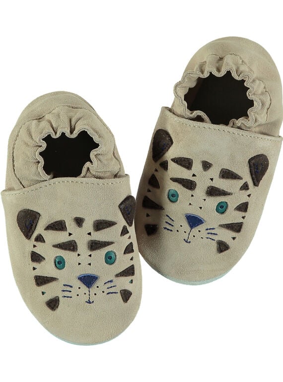Weicher beigefarbener Lederslipper Baby Junge GNGTIGRE / 19WK38Z1D3S080