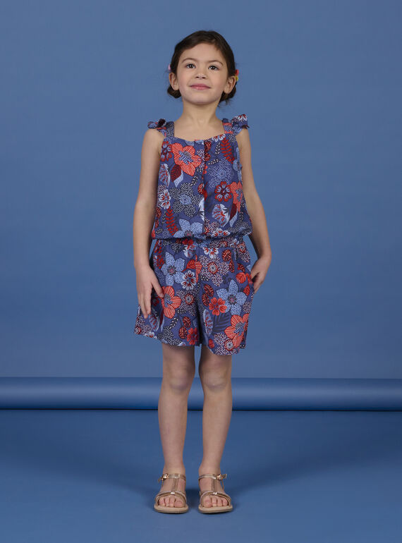 Blauer und roter Jumpsuit Kind Mädchen NASANCOMB2 / 22S901S1CBL707