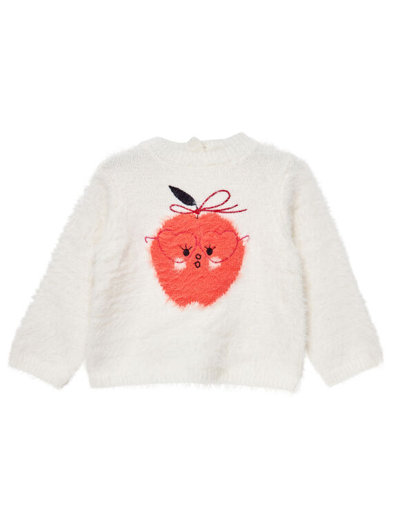 Naturweißer Baby-Strickpulli mit Kunstfell-Effekt für Mädchen JIVIPULL / 20SG09D1PUL001