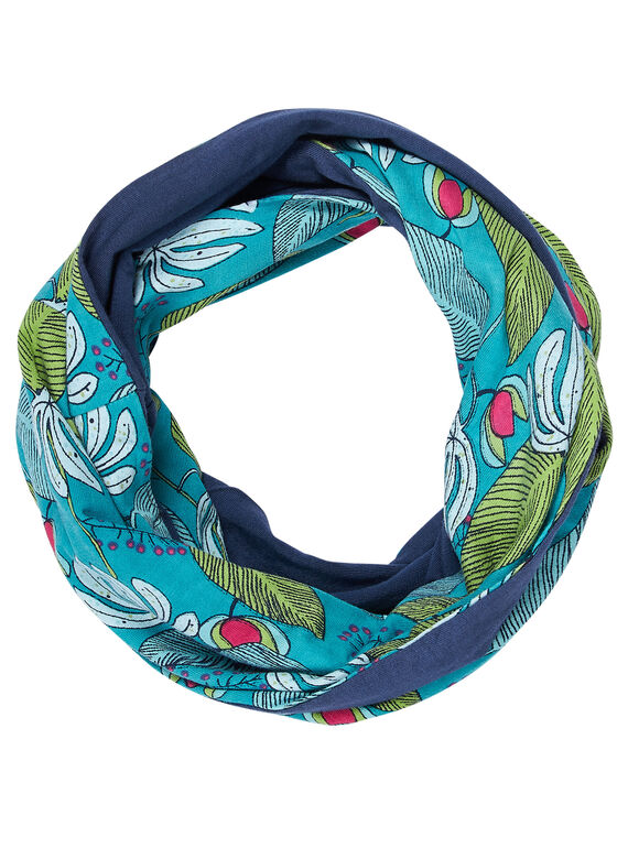Grüner und marineblauer Schlauchschal mit Doppel-Loop  JYACLOSNOO / 20SI0111SNO714