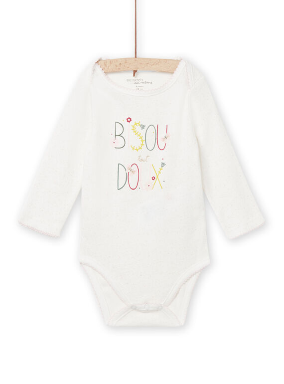 Baby Mädchen ecrufarbener Polka-Dot-Body mit ausgefallenem Schriftzug NEFIBODBIS / 22SH13I7BDL001
